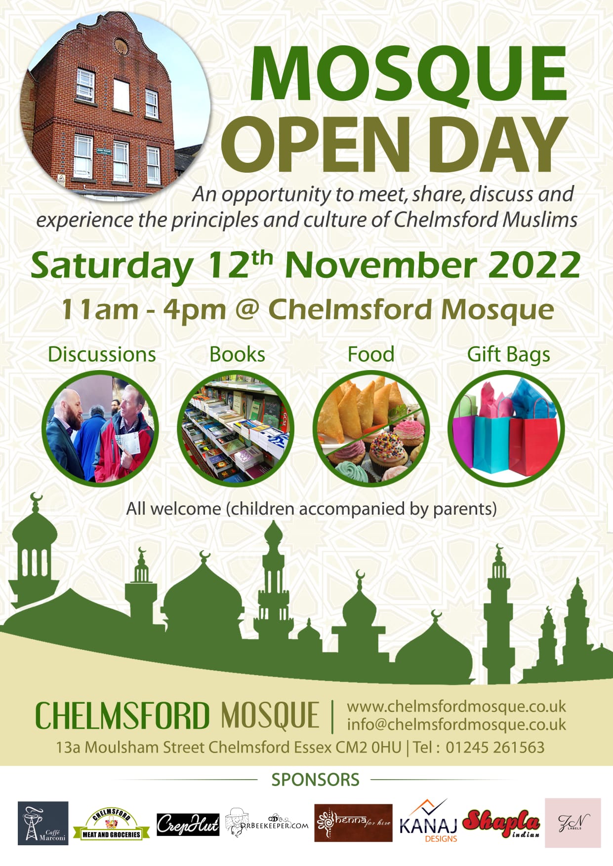 Chelmsford mosque open day poster